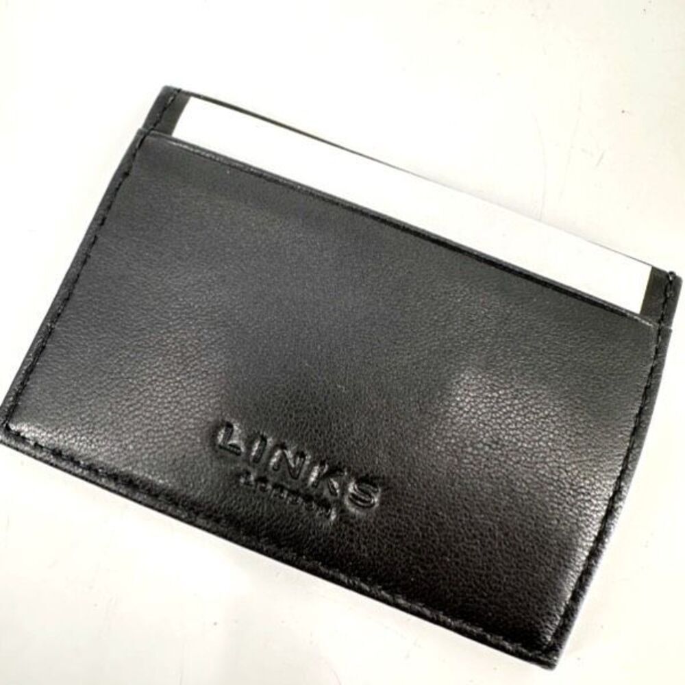 NWT Links of London Mens Leather Corporate Business Wallet Card‎ Holder Black